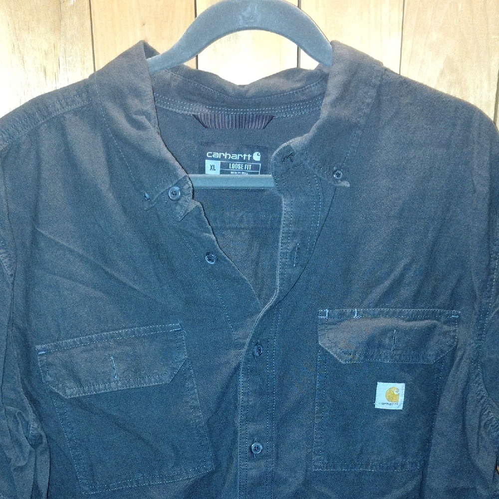 Carhartt Men's Casual Button Down Shirt - Dark Gray